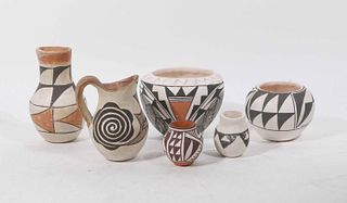 Six Small Acoma, NM, Pottery Vessels