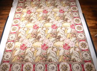Needlepoint Carpet in Pink and Cream