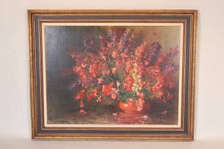 C. Bennett Linder Oil on Canvas Floral Still Life