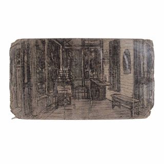 James Castle, Crayon on Cardboard, View of Porch