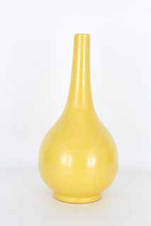 Chinese Yellow Glazed Porcelain Bottle Vase