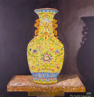 K. Dzhaffarov Oil on Canvas Vase Still Life