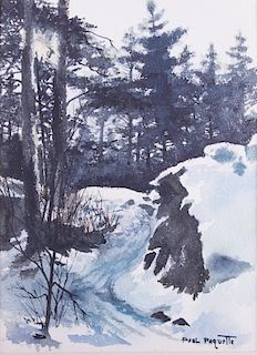 Paul Paquette Watercolor of Snowy Landscape