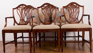 Hepplewhite Style Dining Chairs, Six (6)