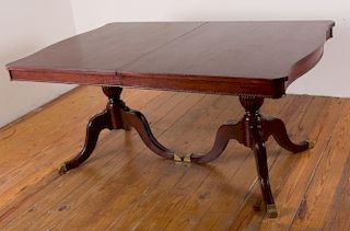 Figural Mahogany Double Pedestal Dining Table