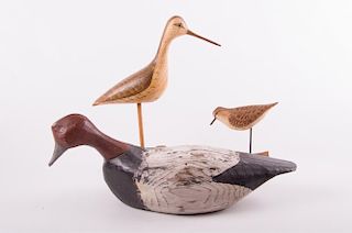 Signed Wooden Bird Sculptures, Three (3)
