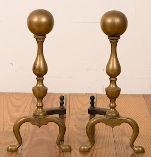 Ball Topped Andiron Pair