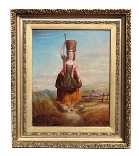 19th C. Painting of a Scottish Milkmaid