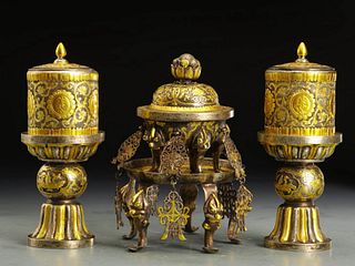 A Group of Gilt Bronze Buddhist Rital Instruments