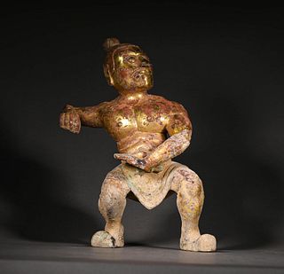 A Gilt Bronze Warrior Statue