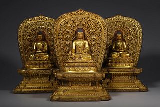 Gilt Bronze Three Treasures Buddha Statues