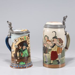 Two Antique German Beer Steins