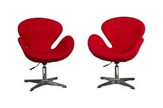 Pair of Arne Jacobsen Style MCM Swan Chairs