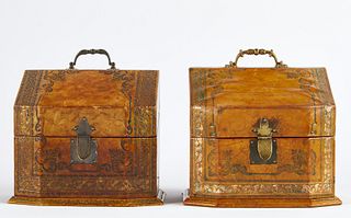 Pr: Italian Gilt Tooled Leather Letter Boxes