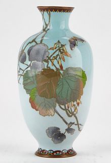 Japanese Cloisonne Vase w/ Flowers and Butterfly