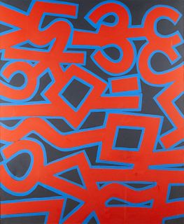Ulfert Wilke "Red, Blue and Slate" Oil on Canvas