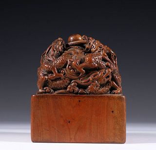 A Carved Agarwood Seal