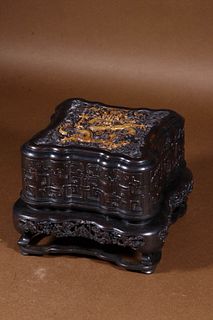 A Carved Zitan Dragon Pattern Box 