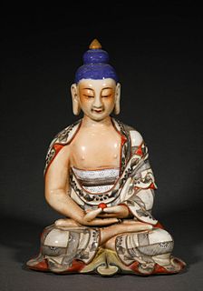 A Colorful Porcelain Medicine Buddha Statue