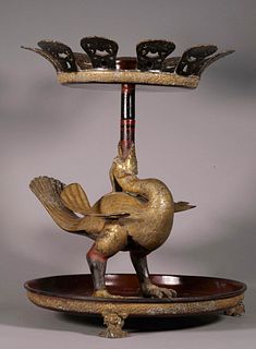 A Gilt Bronze Bird Shaped lamp Holder