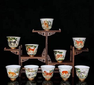 A Set of Ten Porcelain Cups