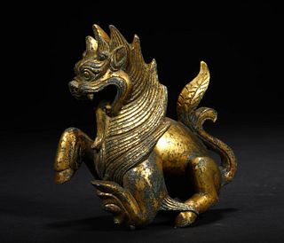 A Gilt Bronze Mythical Beast Ornament