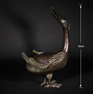 A Bronze Duck Shaped Incense Diffuser