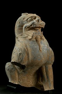 A Carved Stone Lion Figurine