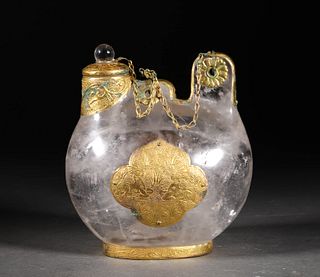 A Crystal with partial gold encasement Pot.