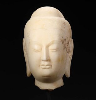 A Carved HanBai Jade Buddha Head 