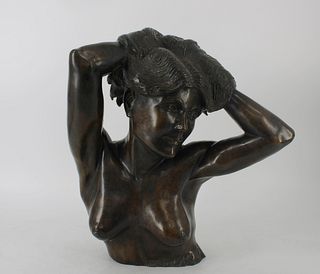 PASCUCCI, M.V. Bronze Bust Of A Nude Beauty
