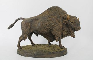 Rodgers Signed Bronze Sculpture of a Buffalo.