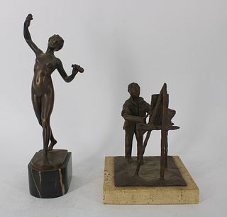 O. Hoffman Bronze Nude Together With A Wilk