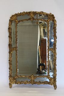 18th Century Continental Carved Gessoed Mirror