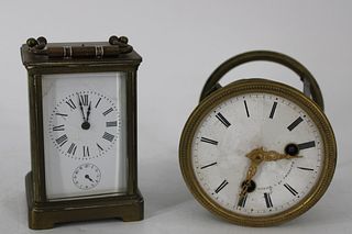 Antique Brass Repeater Carriage Clock & A Clock
