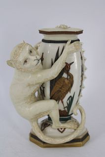 Royal Worcester Porcelain Monkey Vase