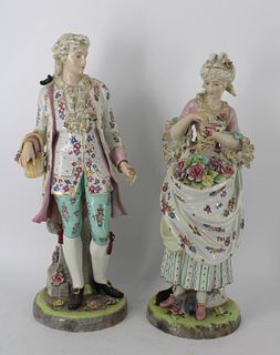 2 Antique & Large Sitzendorf Porcelain Figures.
