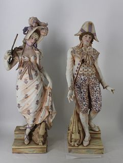 2 Large Antique Royal Rudolstadt Porcelain Figures