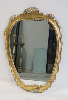 Midcentury Paint And Gilt Decorated Mirror.