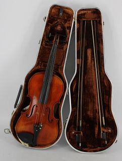 Wenzel Fuchs Violin ? And 2 Silver Wrapped Bows
