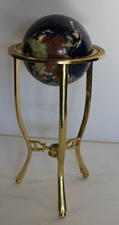 Vintage Brass Globe On Stand.