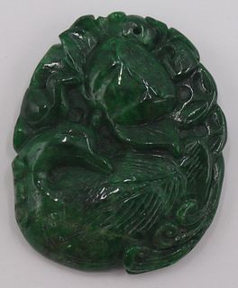 Carved Figural Jade Pendant.