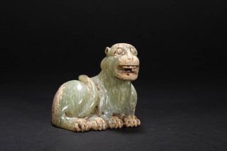 A Carved Jade Mythical Beast Ornament