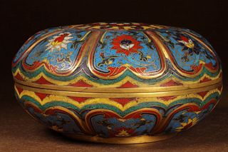A Cloisonne Round Ink Pad Box