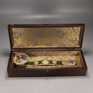 A Jade Ruyi Scepter with Goldand precious stones Inlay