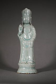 A Korean Porcelain Guanyin Statue