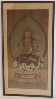 Sino-Tibetan Painting of a Seated Buddha.