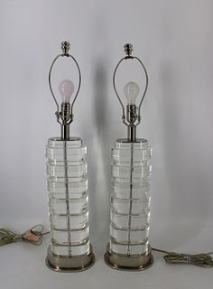 Large And Impressive Pr Of Lucite Table Lamps