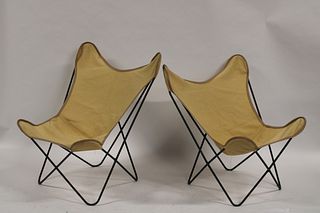 A Midcentury Pair Of Butterfly Chairs.