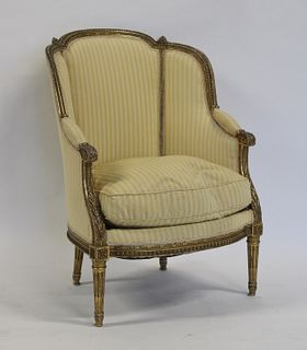 Antique And Finely Carved Giltwood Bergere.